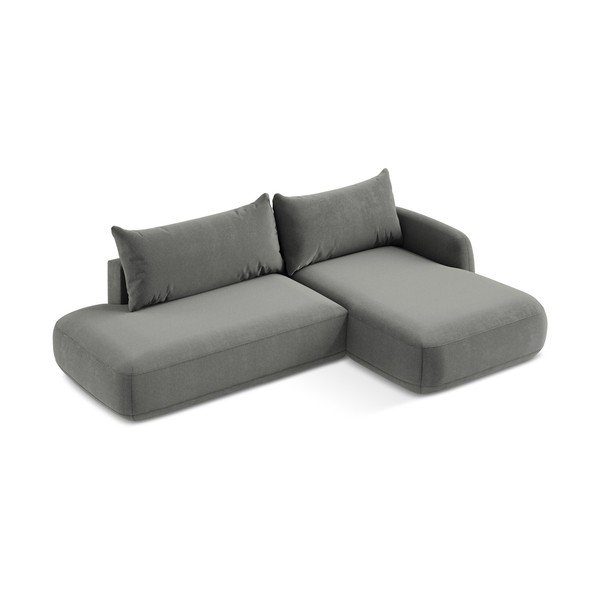 Pilkos spalvos sulankstoma kampinė sofa (su dešiniuoju kampu/su gultu) Hale – Makamii-image-4