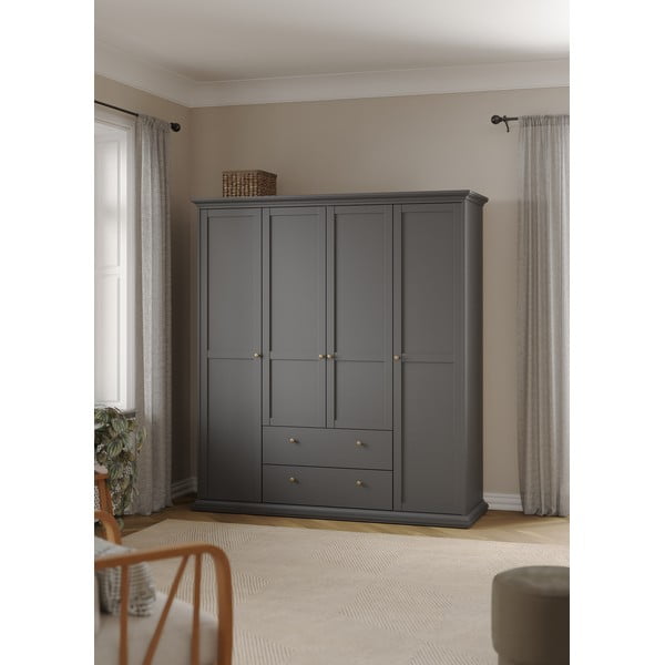 Drabužių spinta pilkos spalvos 181x201 cm Paris – Tvilum-image-1