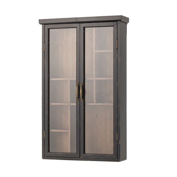Juodos spalvos iš kėnio masyvo pakabinama vitrina 50x80x14 cm Hazem – Bloomingville-image-3