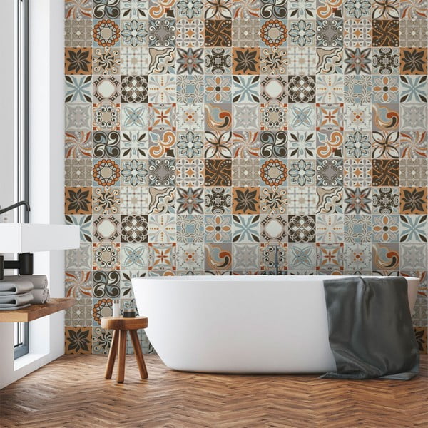 30 sieninių lipdukų rinkinys Ambiance Wall Decal Cement Tiles Bali, 15 x 15 cm-image-1