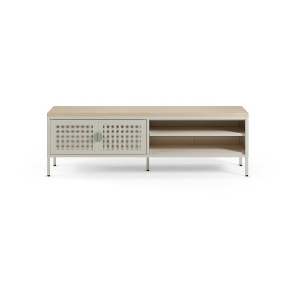 Kreminės spalvos/natūralios spalvos iš metalo TV spintelė 160x50x35 cm Sayla – Marckeric