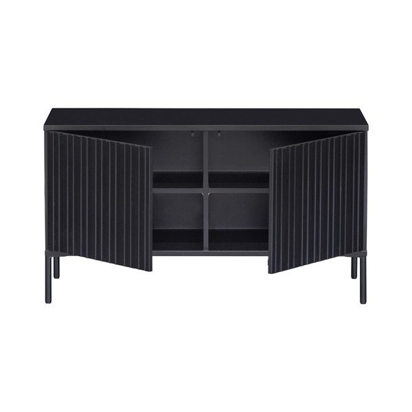 Juodos spalvos iš pušies masyvo TV spintelė 100x56x44 cm Gravure – WOOOD-image-3