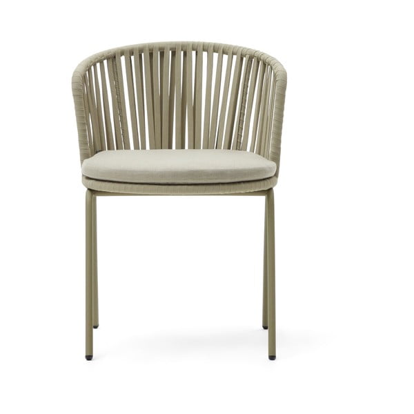 Smėlio spalvos metalinė sodo kėdė Saconca - Kave Home-image-2