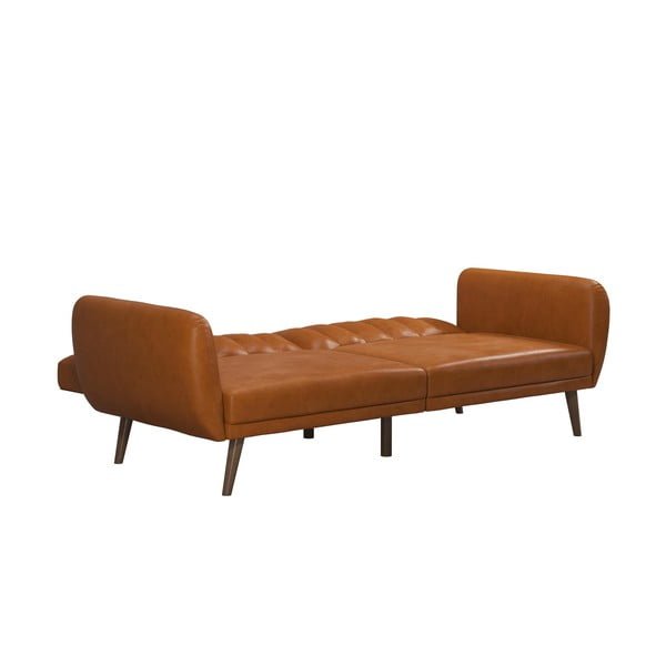 Oranžinė sofa-lova iš odos imitacijos 207 cm Brittany - Novogratz-image-4