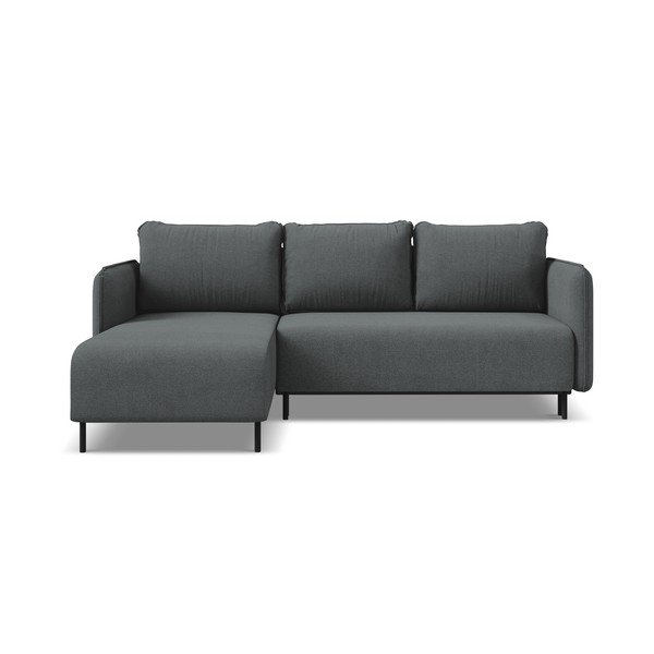 Tamsiai pilkos spalvos sulankstoma/su sandėliavimo vieta kampinė sofa (su kairiuoju kampu) Luana – Makamii