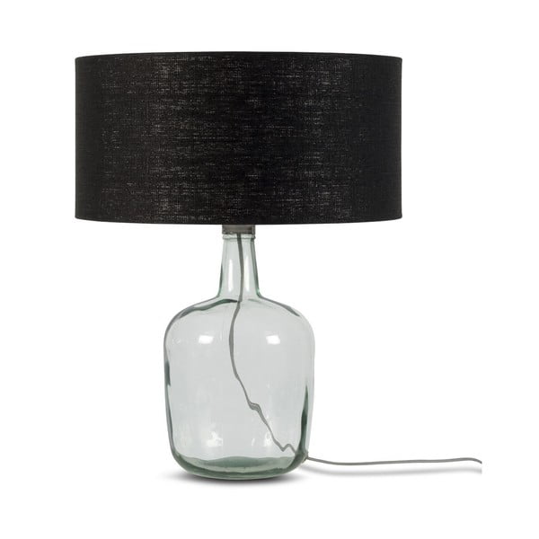 Stalinė lempa su juodu gaubtu ir perdirbto stiklo struktūra Good&Mojo Murano, ⌀ 47 cm