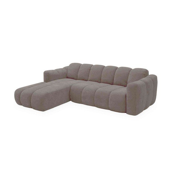 Smėlio spalvos sulankstoma kampinė sofa iš šenilinio audinio (su kairiuoju kampu) Michell – Miuform
