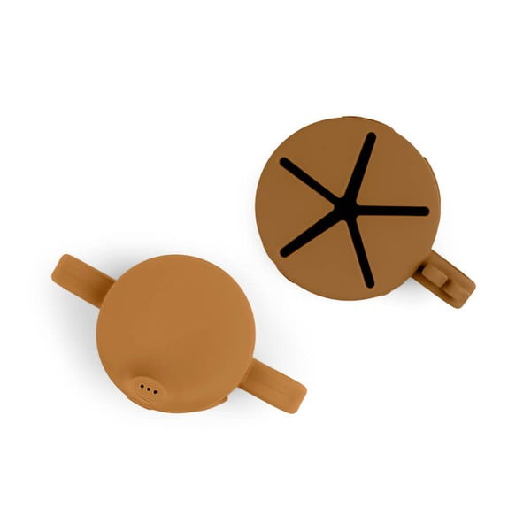 Geltonai rudos spalvos silikoniniai vaikiški puodeliai 2 vnt. su 0,12 l gertuve Friends - Done by Deer-image-2