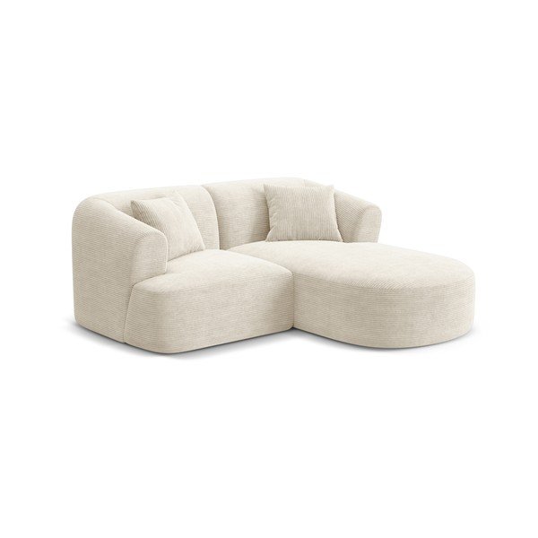 Smėlio spalvos kampinė sofa iš kordinio velveto (su dešiniuoju kampu/su gultu) Campi – Cosmopolitan Design-image-1