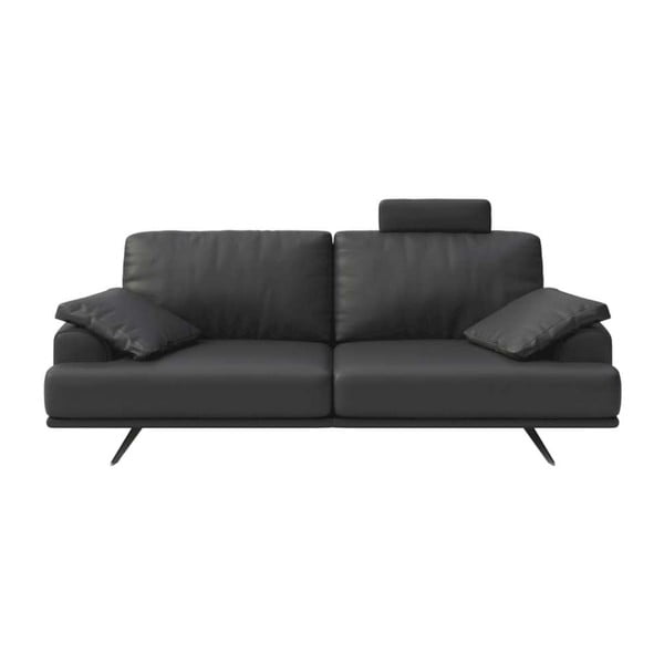 Sofa tamsiai pilkos spalvos iš odos 220 cm Prado – MESONICA