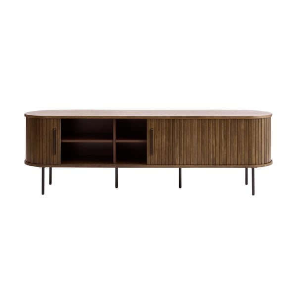 TV spintelė rudos spalvos iš ąžuolo 180x56x45 cm Nola – Unique Furniture-image-3