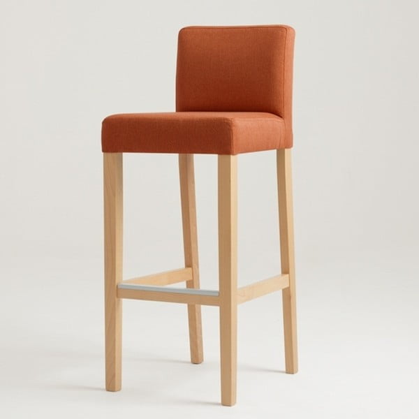 Oranžinė baro kėdė su natūraliomis kojomis Individualizuota forma "Wilton