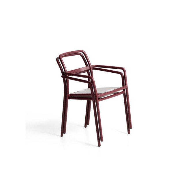 Bordo spalvos paminkštinto audinio sodo kėdė Linosa – Kave Home-image-4