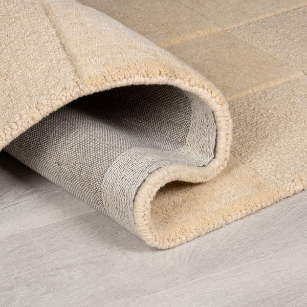 Smėlio spalvos vilnonis kilimas 290x200 cm Checkerboard - Flair Rugs-image-2