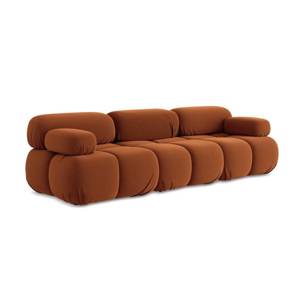 Oranžinės spalvos iš velveto sofa 285 cm Lokua – Makamii-image-3