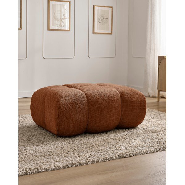 Raudonos plytų spalvos iš šenilinio audinio taburetė Ivane – Bobochic Paris-image-1