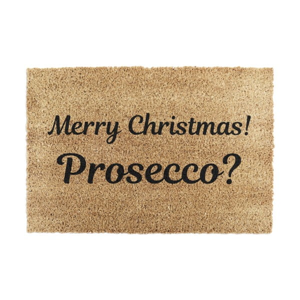 Iš kokoso pluošto grindų kilimėlis su Kalėdų motyvu 40x60 cm Merry Prosecco – Artsy Doormats