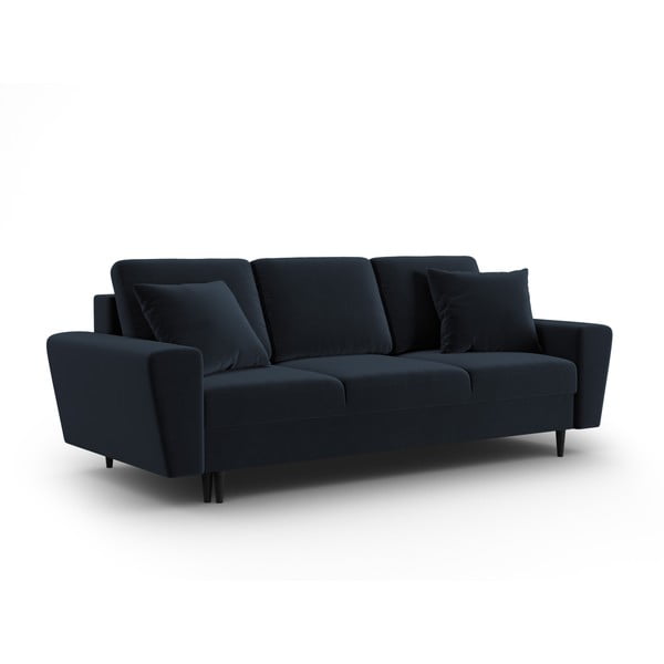 Tamsiai mėlynos spalvos iš velveto sulankstoma/su sandėliavimo vieta sofa 235 cm Kyoto – Cosmopolitan Design-image-1