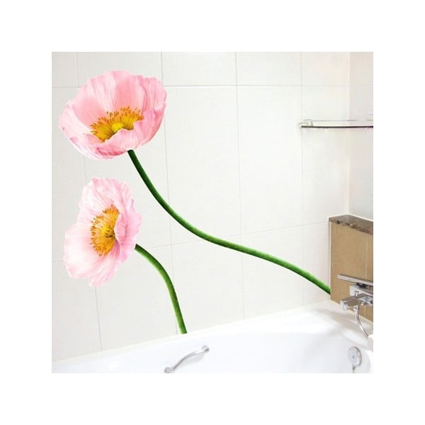 Lipdukas rožinė aguonų gėlės