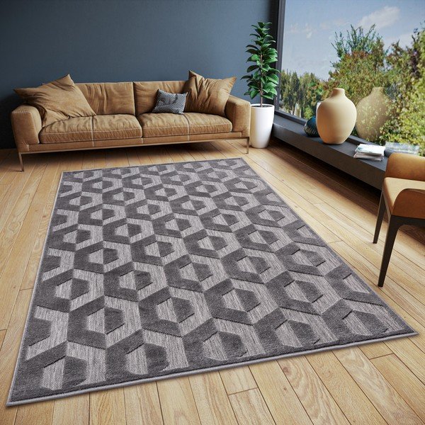 Kilimas antracito spalvos 133x190 cm Iconic Hexa – Hanse Home-image-1