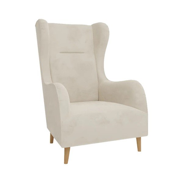 Krėslas kreminės spalvos su atlošu iš velveto Carole – Ropez