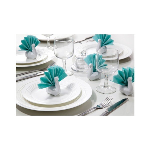 Keraminių servetėlių laikiklių rinkinys, Servetėlių gulbė 6 vnt., baltas-image-1