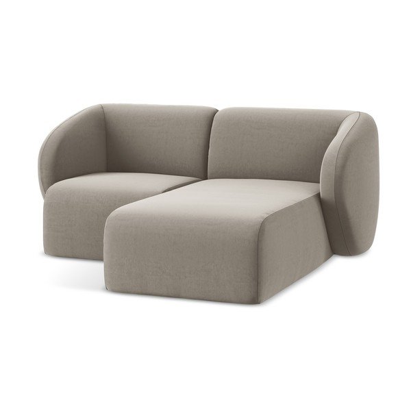 Šviesiai rudos spalvos kampinė sofa iš velveto (su dešiniuoju kampu/su gultu) Lani – Makamii-image-4