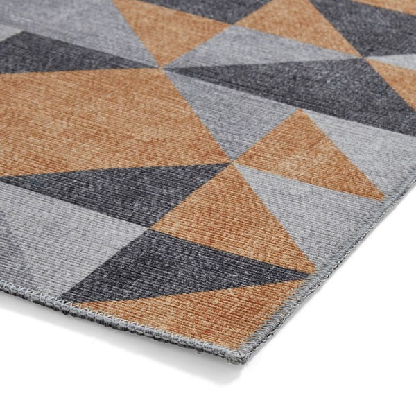 Skalbiamas ochros spalvos/pilkos spalvos kilimas 61x120 cm Coral Yellow&Grey – Think Rugs-image-4