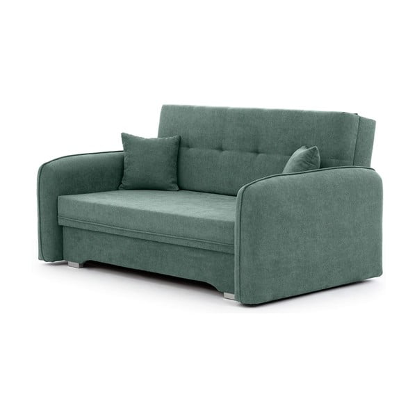 Žalios spalvos iš šenilinio audinio sulankstoma/su sandėliavimo vieta sofa 155 cm Laine – ELTAP