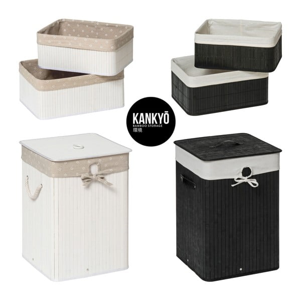 Iš medžio/iš tekstilės skalbinių krepšys 62 l Kankyo – Premier Housewares-image-2