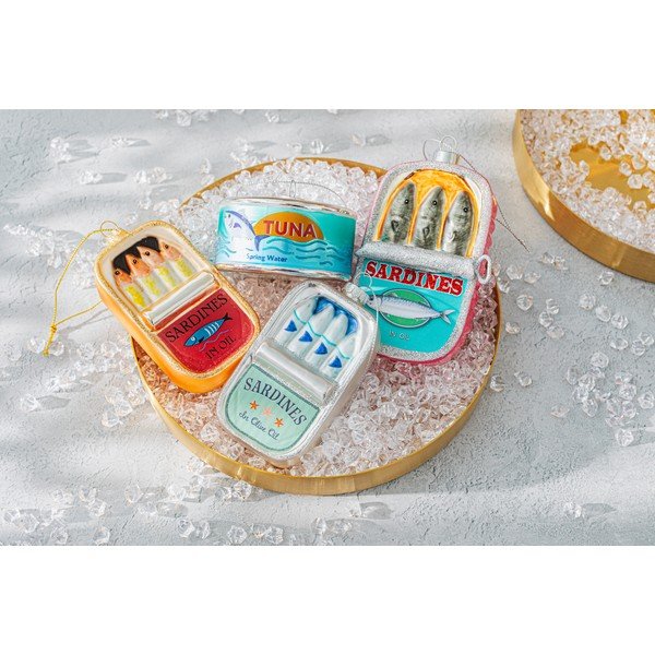Iš stiklo eglutės papuošimas 7 cm Can of Sardines – Sass & Belle-image-3