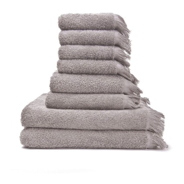 Vonios rankšluosčių rinkiniai pilkos spalvos/rudos spalvos iš medvilnės 8 vnt. – Bonami Selection
