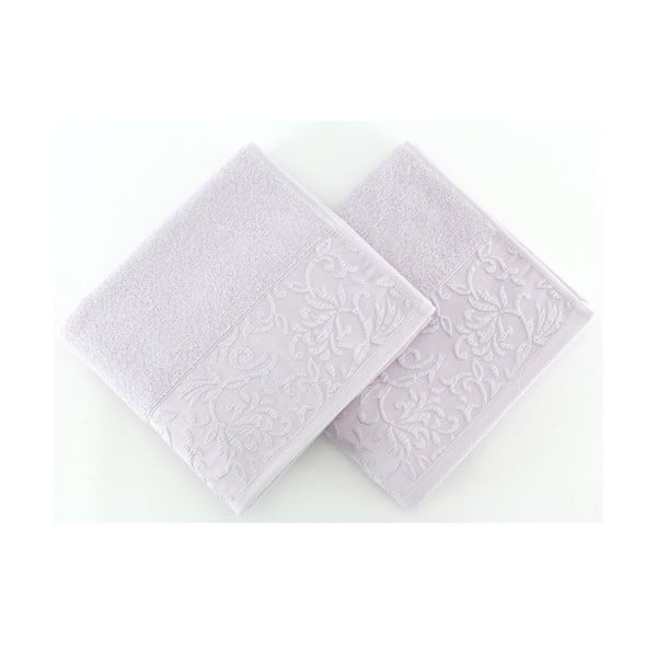2 šviesiai violetinės spalvos 100 % medvilninių rankšluosčių rinkinys "Burumcuk", 50 x 90 cm