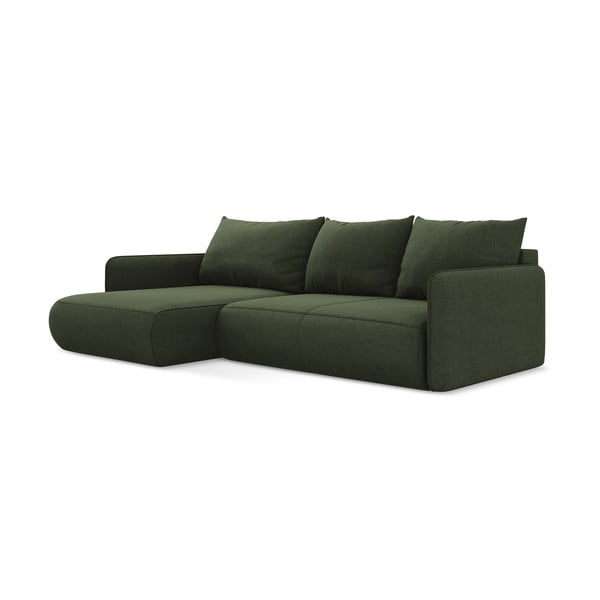 Žalios spalvos sulankstoma/su sandėliavimo vieta kampinė sofa (su kairiuoju kampu) Nanea – Makamii-image-4