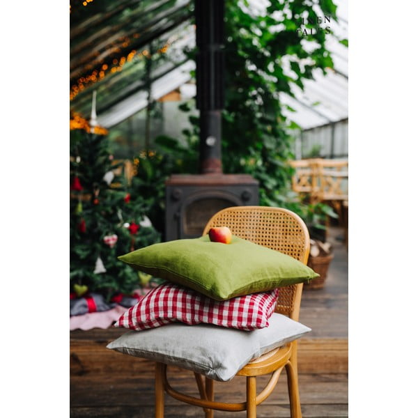 Iš lino dekoratyvinis pagalvės užvalkalas 50x50 cm Red Gingham – Linen Tales-image-2