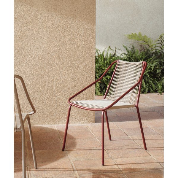 Bordo spalvos/kreminės spalvos sodo kėdė Zivia – Kave Home-image-1