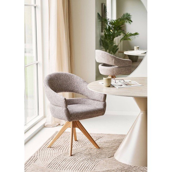 Rudos spalvos iš audinio valgomojo kėdė su porankiais Dover – House Nordic-image-1