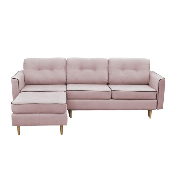Rožinės spalvos sofa-lova su šviesiomis kojomis Mazzini Sofas Ladybird, kairysis kampas