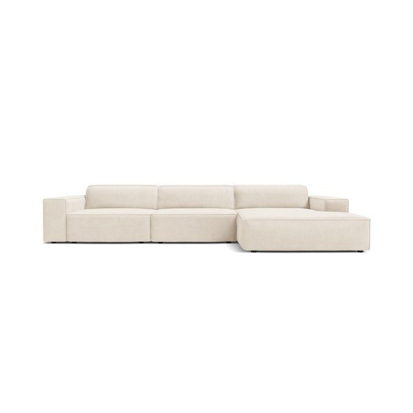 Kreminės spalvos modulinė kampinė sofa iš velveto (su dešiniuoju kampu/su gultu) Jodie – Micadoni -image-3