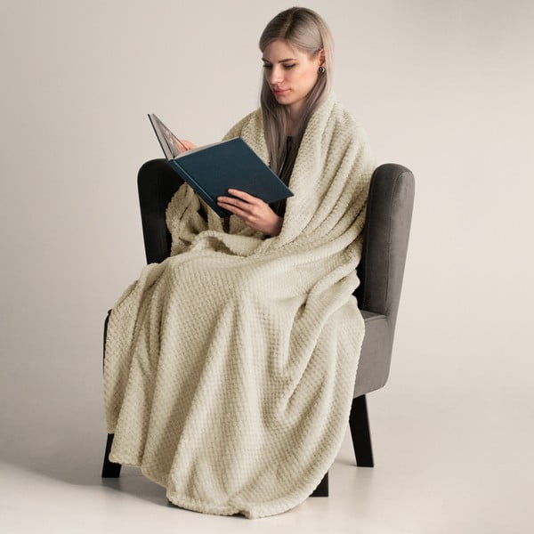 Smėlio spalvos mikropluošto pledas DecoKing Henry, 150 x 200 cm-image-1