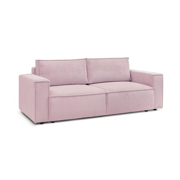 Sulankstoma sofa šviesiai rožinės spalvos iš kordinio velveto 245 cm Nihad – Bobochic Paris-image-3