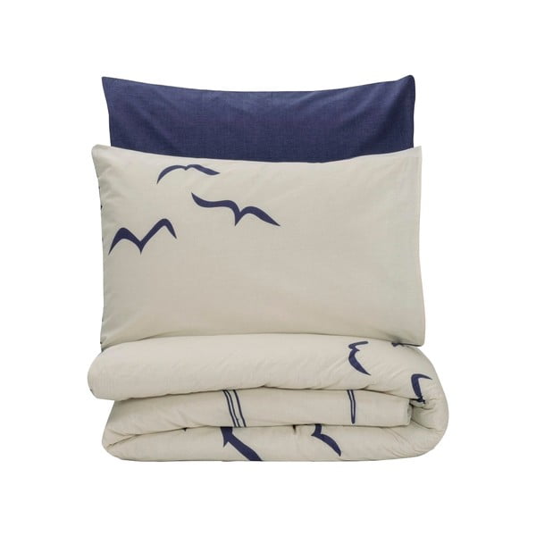 Mėlynos spalvos/kreminės spalvos iš ranforce medvilnės viengulė patalynė 140x200 cm Larum – Mijolnir