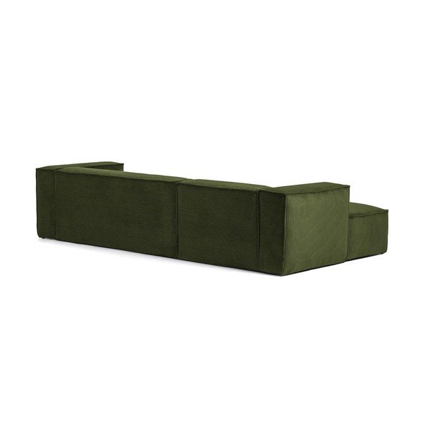 Žalios spalvos kampinė sofa iš kordinio velveto (su kairiuoju kampu/su gultu) Blok – Kave Home-image-3