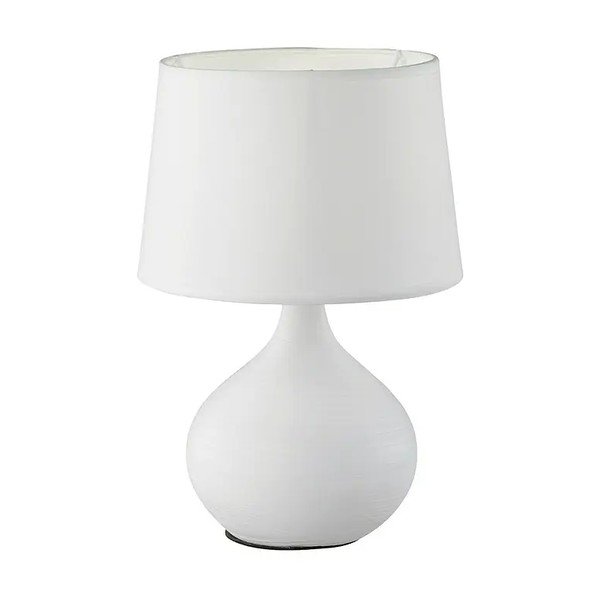 Baltos keramikos ir audinio stalinis šviestuvas Reality Martin, aukštis 29 cm