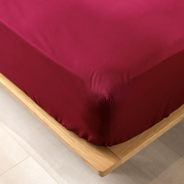 Paklodė iš organiškos medvilnės raudonos spalvos su guma 90x190 cm Biolina – douceur d'intérieur