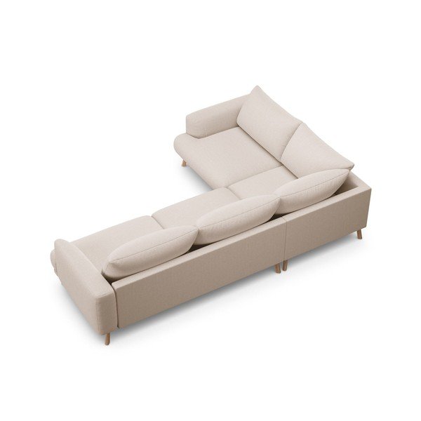 Smėlio spalvos kampinė sofa (su kairiuoju kampu/su gultu) Naomi – Micadoni -image-3