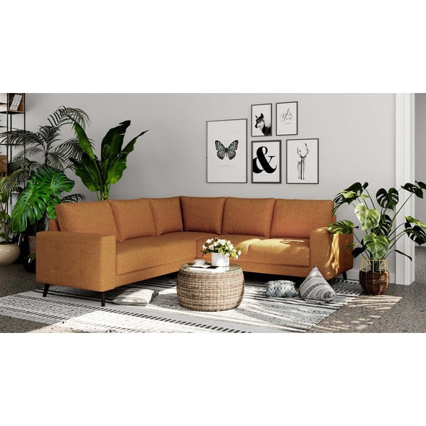 Modulinė kampinė sofa oranžinės spalvos Fynn – Ghado-image-1