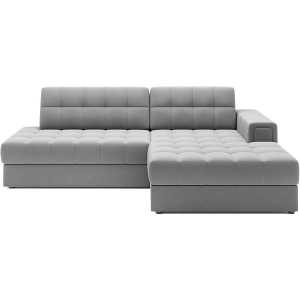 Pilkos spalvos iš velveto sulankstoma kampinė sofa (su dešiniuoju kampu/su gultu) Blezalt – ELTAP
