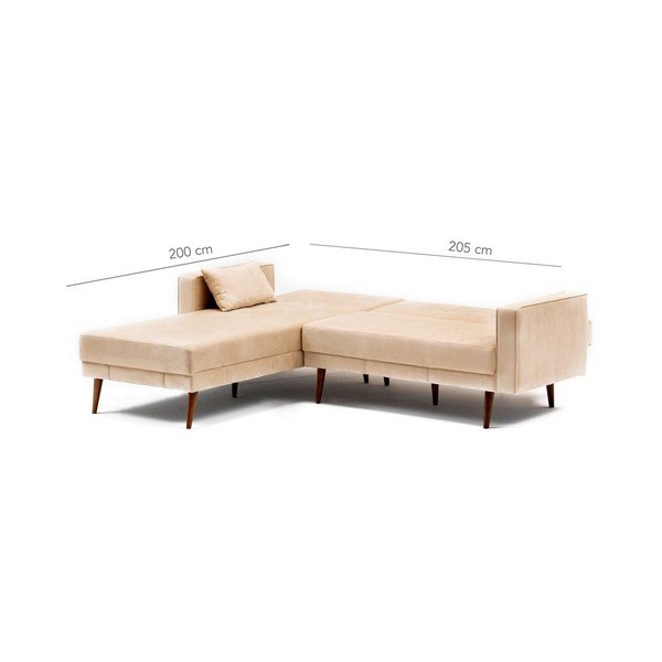 Kreminė sofa lova Dublinas, kairysis kampas-image-3