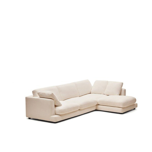 Smėlio spalvos kampinė sofa iš šenilinio audinio (su dešiniuoju kampu/su gultu) Gala – Kave Home-image-2